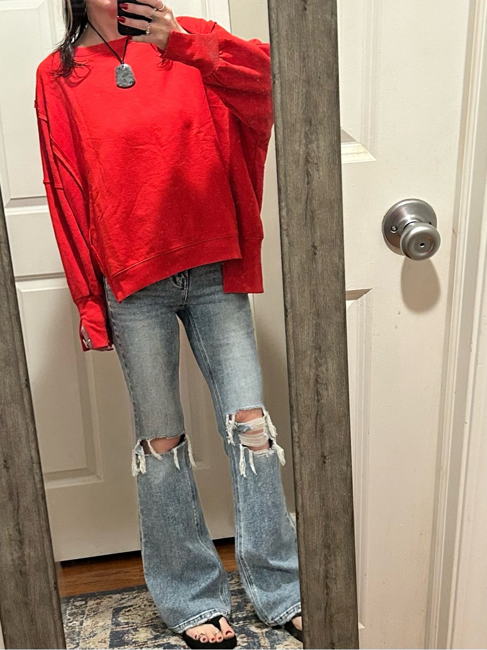 NWT We The Free Camden Sweatshirt in Flame Red - Picture 6 of 16